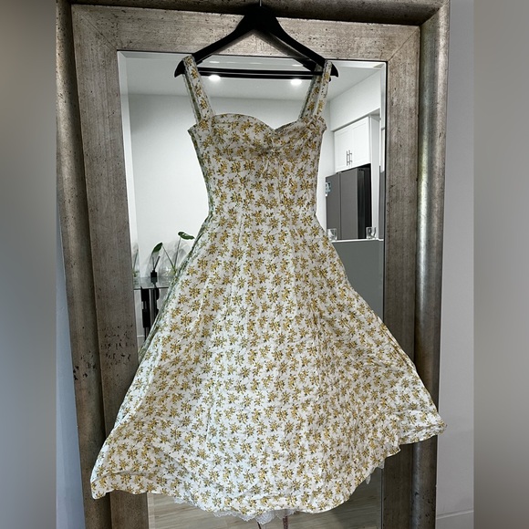 House of CB Rosalee Vintage Floral Print Cotton Bustier Midi Dress - Picture 5 of 9